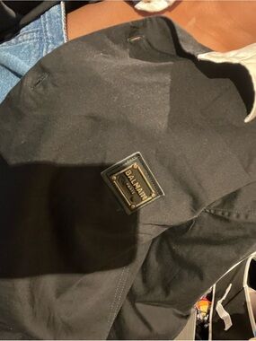 Balmain Black Military-Style Dress shirt with Brass Logo Patch